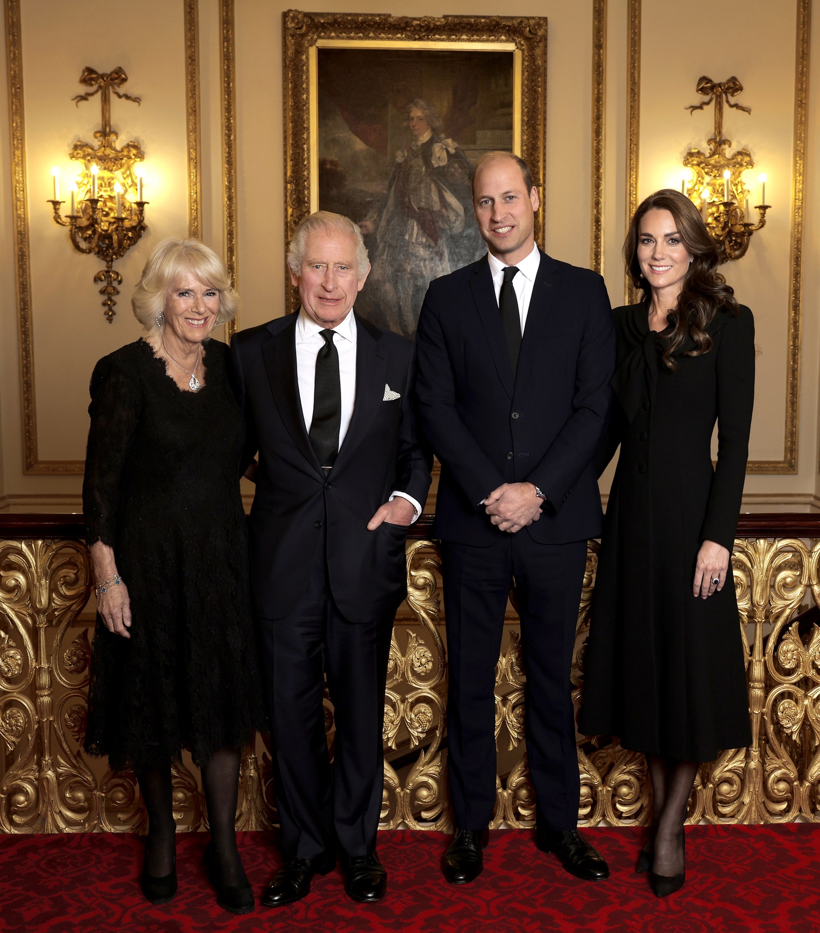 Queen Camilla, King Charles III, Prince and Princess of Wales at Buckingham Palace