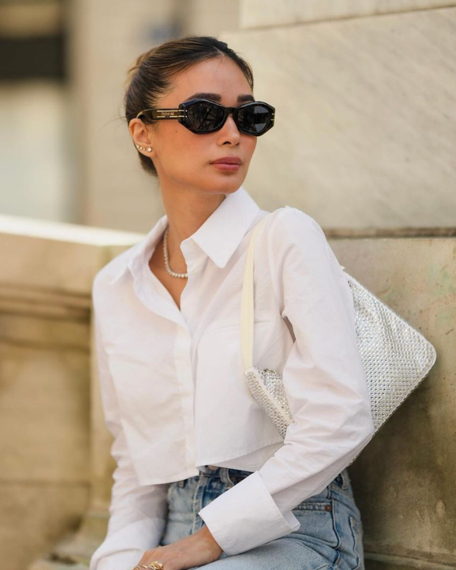 Heart Evangelista wearing Black butterfly sunglasses from Dior