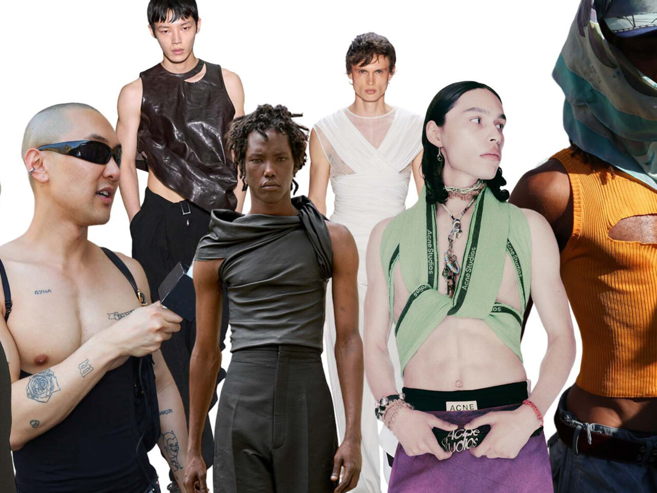 Collage of tank top street style runway