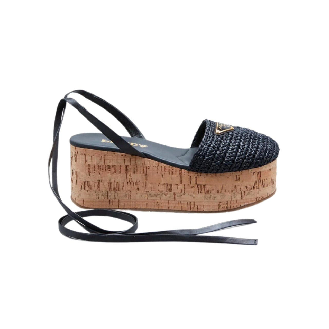 Prada ankle-wrap raffia platform sandals