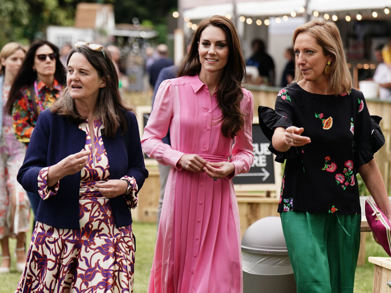 Kate Middleton in a pink button dress