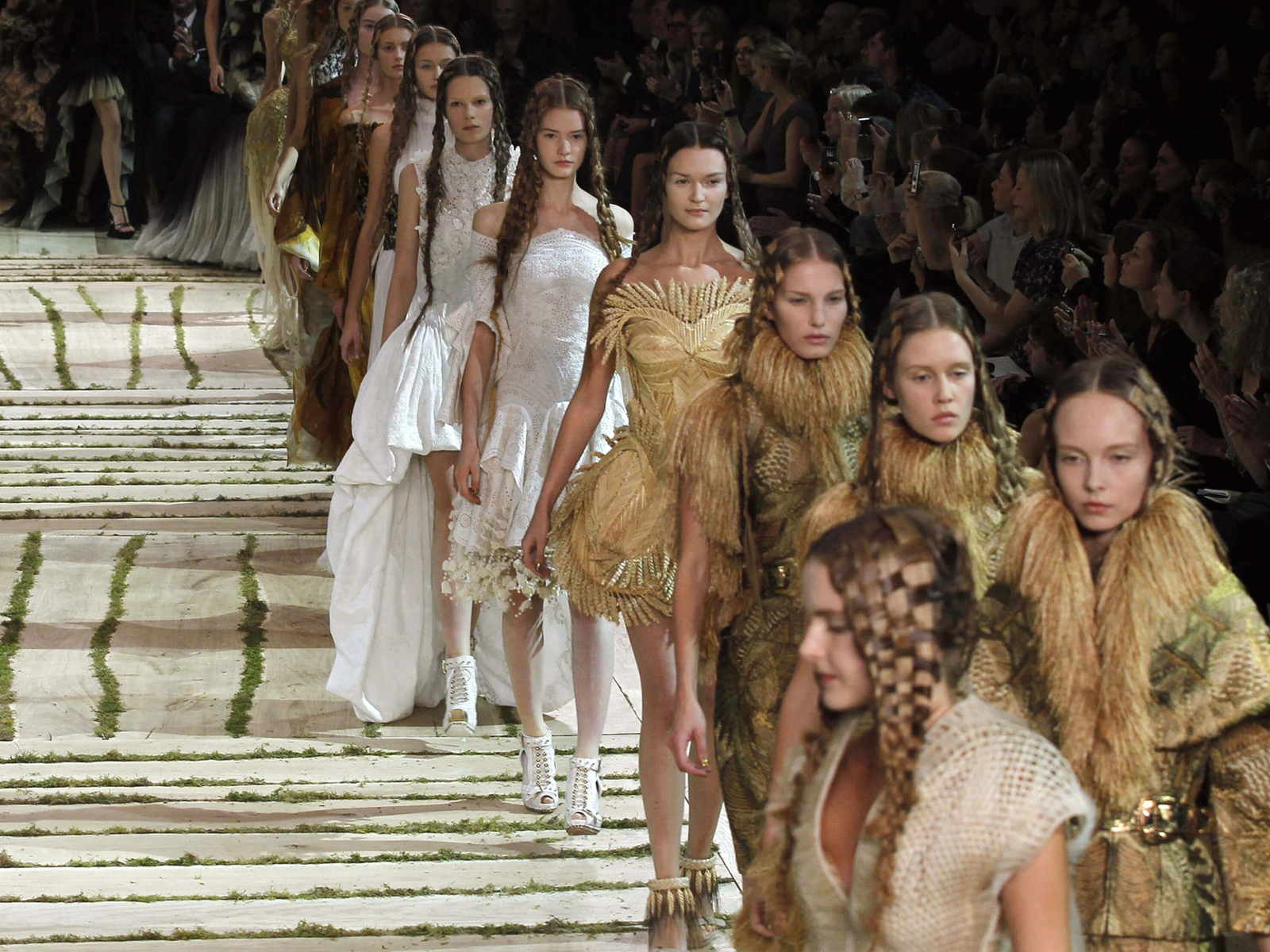 Alexander McQueen SS11, Burton’s first solo collection for the brand. Photo: Francois Guillot/AFP via Getty Images