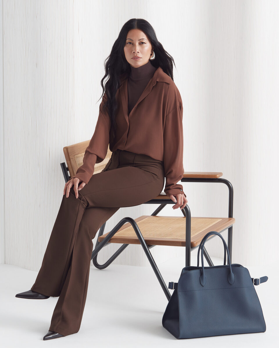 Raissa Gerona wearing a monochromatic brown outfit for Vogue Philippines