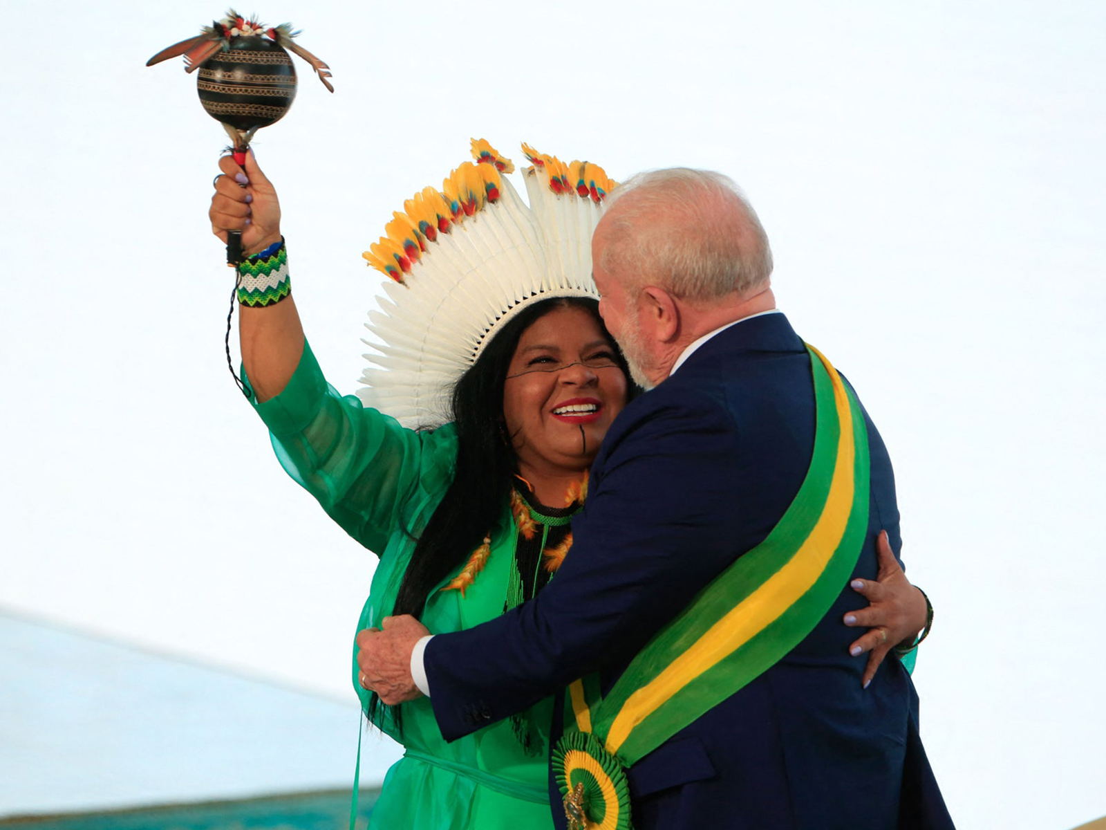 Sônia Guajajara, pictured with Brazilian president Luiz Inácio Lula da Silva, became the country’s first minister for Indigenous peoples in January. Getty Images